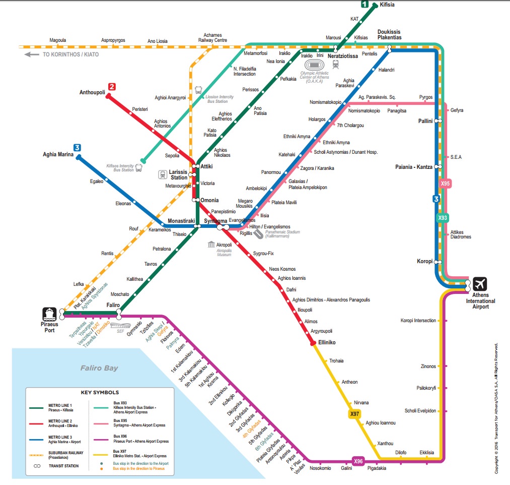 雅典交通路線圖
